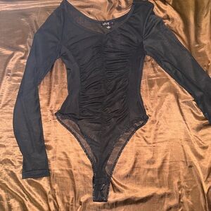 Sheer Black Long Sleeve Bodysuit